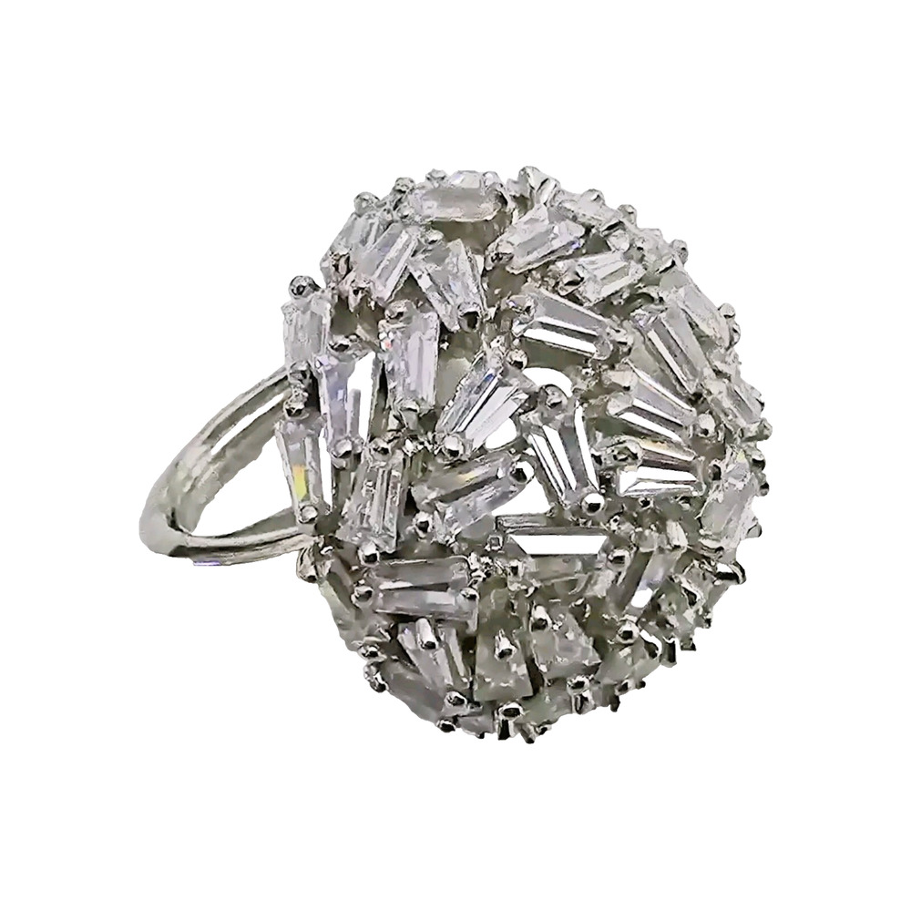SPRING STREET DESIGN CZ CLUSTER DOME ADJUSTABLE RING SIZE 6-8